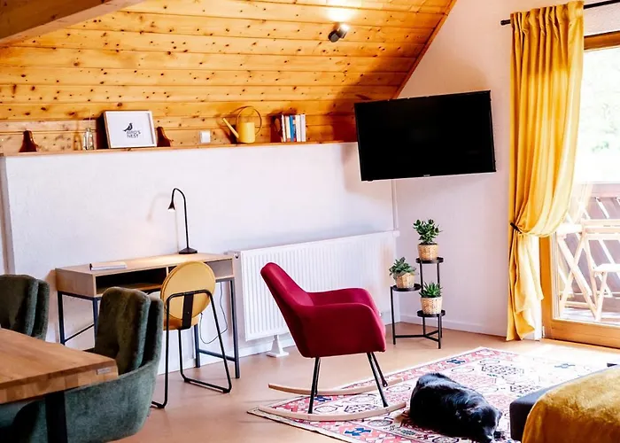 Birds-nest Balkon Waldblick Kamin Dom wakacyjny Darstein